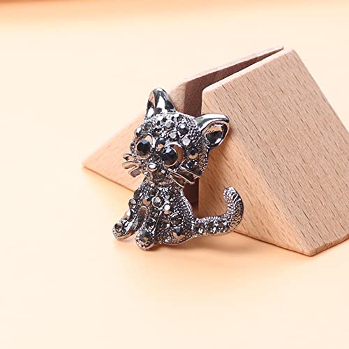 Image of Rhinestone Cat Brooch Pin for Women Cute Crystal Kitten Animal Cat Brooch Corsage Sparkly Rhinestone Crystal Lapel Pin Clothing Accessories Jewelry for Pet Lovers