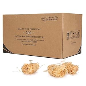 WISDOMWELL Fire Starters – Wood Firelighters 200pcs in The Box, BBQ’s,Firewood,Pizza Ovens & Smokers, Safe Charcoal…