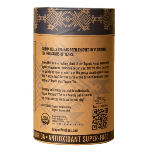 Revive Mint Yaupon Tea – Yaupon Brothers – Wild-Crafted, Naturally Caffeinated – Antioxidant-Rich – Florida Grown Superfood – 16 Natural Fiber Tea Bags #TOP1