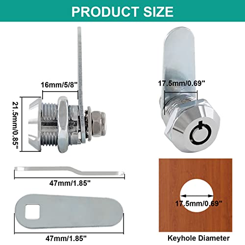 Uenhoy 4 Pack Tubular Cam Locks Keyed Alike, Rv Locks Replacement, 5/8 Inch Cabinet Cam Lock Set For Mailbox Tool Box Vending Machine Atm #TOP2