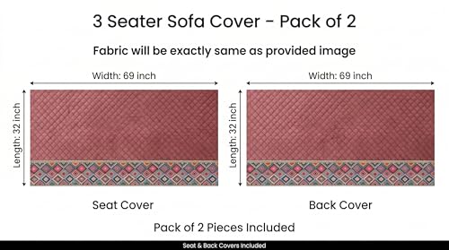 Image of Velvet 3 Seater Sofa Cover Fully Covered | Anti Skid Non Slip | Plain Onion Pink | Sofa Slipcover for Living Room