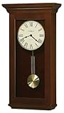 Howard Miller Middlebury Wall Clock II 549-532 – Cherry Bordeaux Finish, Brushed Brass Pendulum Bob, Quartz Single-Chime Movement with Automatic Nighttime Shutoff