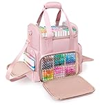 Rexmica Double Layer Marker Organiser Bag Holds 400 Colors, Large Structured Marker Storage Case with Dividers and Multiple Pockets for Art Pens, Coloring Book or Other Painting Supplies, Pink