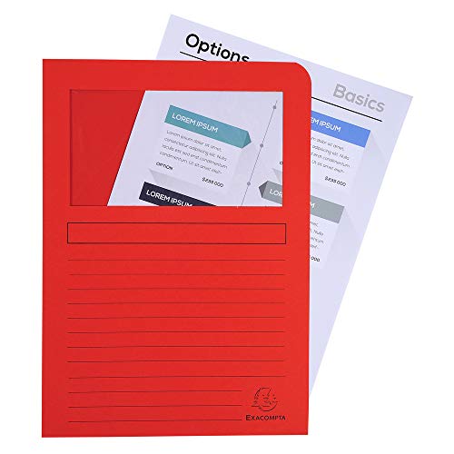Exacompta 50450E 10er Pack Fenstermappen Super PEFC zertifiziert Karton 160g/m² praktisch und robust für DIN A4 farbig sortiert Dokumentenmappe Einschlagmappe