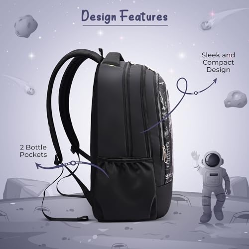 Image of Gear Anatomy Space 19 inch /38L Large Water Resistant School Bag | Casual Backpack | Daypack | Travel Backpack | Kids Bag for Boys /Girls (Black - Black)