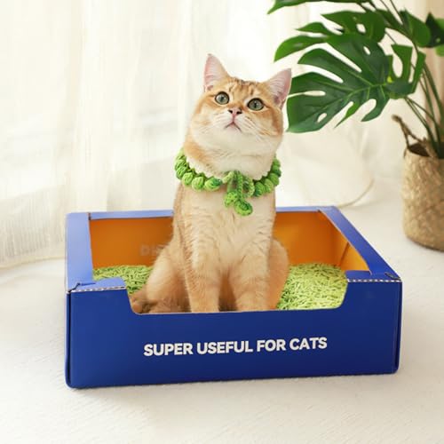 OBELGEOYA Waterproof Disposable Cat Litter Boxes with Waterproof Coating – Foldable Cardboard Litter Box for Cats, Portable & Travel Friendly, Leak-Resistant, 15" x 12" x 4.7"