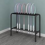 TLVFRTGYN Steel Tennis Racquet Storage Rack Holds 20 With Foam Arms Multicolor(Black)