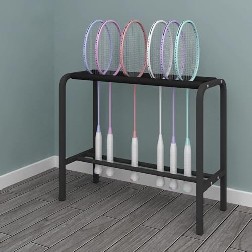 TLVFRTGYN Steel Tennis Racquet Storage Rack Holds 20 With Foam Arms Multicolor(Black)