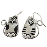 CFJsdrRY Pendientes vintage de metal plateado para gatos, geometría sencilla y única, pendientes colgantes para fiestas para mujer, joyería