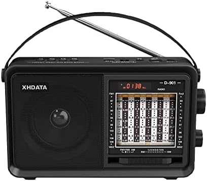 XHDATA D-901 Shortwave Radio AM/FM/SW Analog DSP Radio Transistor Radio with Good Reception Battery Operated Or AC Power USB/TF MP3 Player and Wireless BT Play with Large Knob Good for Parents, Elder