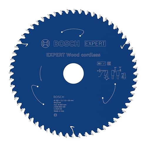 Bosch 1x EXPERT Wood cordless Kreissägeblatt für Handkreissägen (für Weichholz, Hartholz, Ø mm, Professional Zubehör Akku-Handkreissägen)