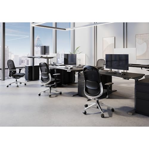 Image of WorkPro Uomo Ergonomic Mesh /Fabric Mid-Back Office Chair, Black /Chrome, BIFMA Compliant