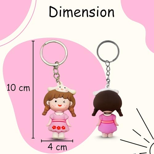 Image of Birthday Popper 12 Pcs Pretty Girls 3D Cartoon Keychains as Birthday Return Gifts | Doll Pendant Keychains for Kids | Lightweight Key Accessories -School Bag & Backpack Charms for Girls