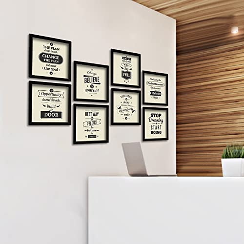 Image of PAPER PLANE DESIGN Motivational Quotes Wall Framed Poster, Office Wall Decor, Inpirational Wall Frames with Quotes.Set of 8 (10 x 10 Inch) (MDF POSTERS)