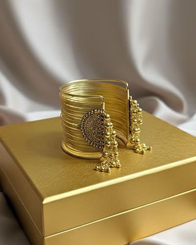 Image of Mansiyaorange Gold-Plated Fancy Stylish Hanging Balls Adjustable Cuff Bracelet