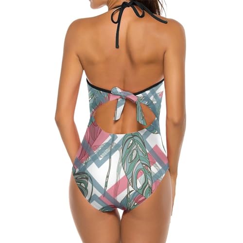 Monokini feuilles géométriques galbant et résistant au chlore