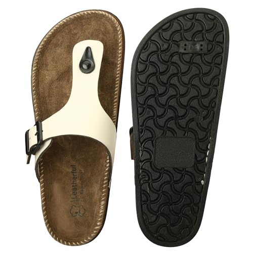 Image of Leatherful Men's premium leather slipper | Genuine Leather upper | Suede Leather Insole | PU sole | Stylish flip flop for men | Birkenstock