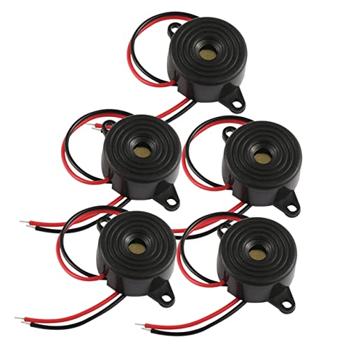 NAMOARLY 5pcs High Decibel Electronic Alarm Buzzer Low Voltage Piezo Buzzer 2-Wire Leads for Circuit Protection