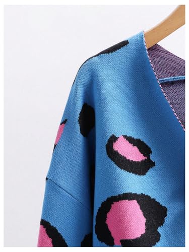 Image of WDIRARA Women's Leopard Tiger Print Cardigan V Neck Long Sleeve Color Block Button Down Sweater Outwear