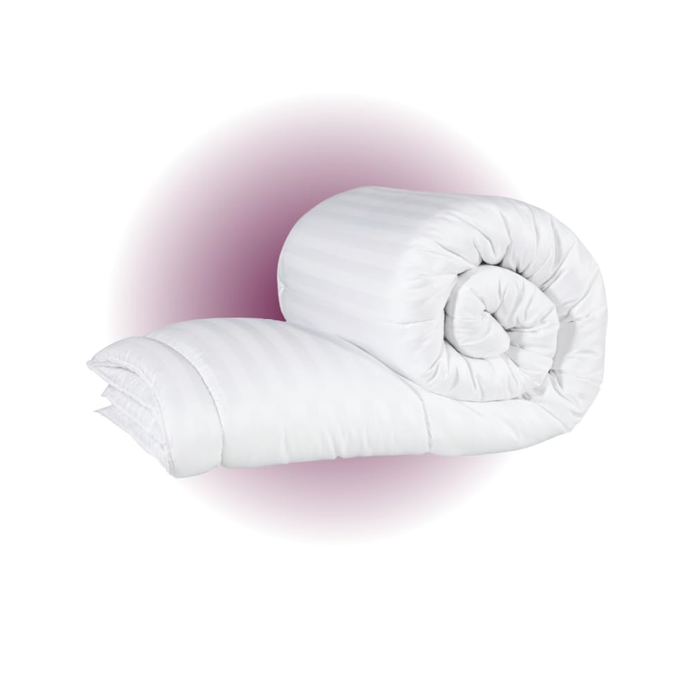 Mhg Living White 18 Tog Ultra Warm Winter Duvet – King (230X220cm) Thick Heavyweight Quilt For Freezing Nights – Soft Stripe Microfibre – Hypoallergenic Hollowfibre Filling – Machine Washable Bedding