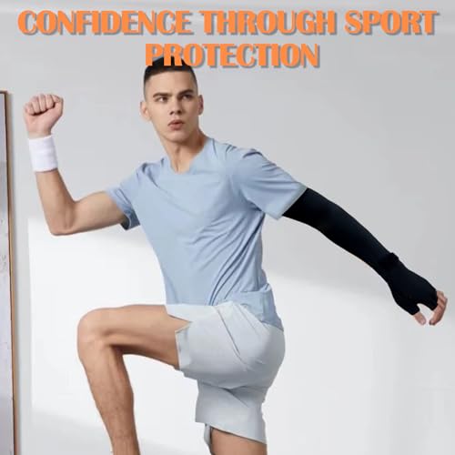 Image of Long Copper Compression Arm Sleeve with Hand, Fingerless Compression Glove with Sleeve for Men Women, Graduated Compression Full Arm Support