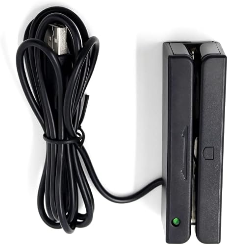 USB Mini Magnetic Credit Card Reader 3 Tracks Bidirection Swipe Magnetic Stripe Card Reader Mini Mag Hi-Co Swiper for POS System Cashier Registry Cash Register