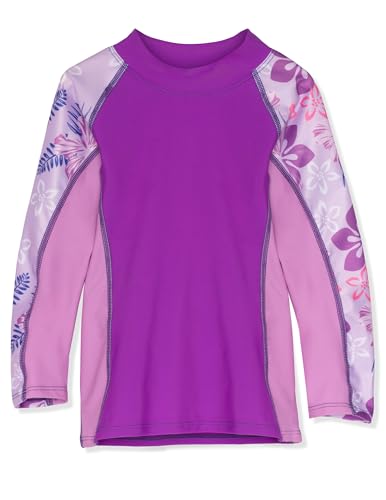 Tuga Girls Shoreline L/S Rash Guard, Made in USA (UPF 50+), Malva, 6/7 yrs
