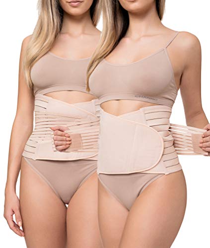 Channo Fajas Cinturones Lumbares para Espalda Mujer Doble Ajuste Fuerte - Pack de 2, Visón, L/XL