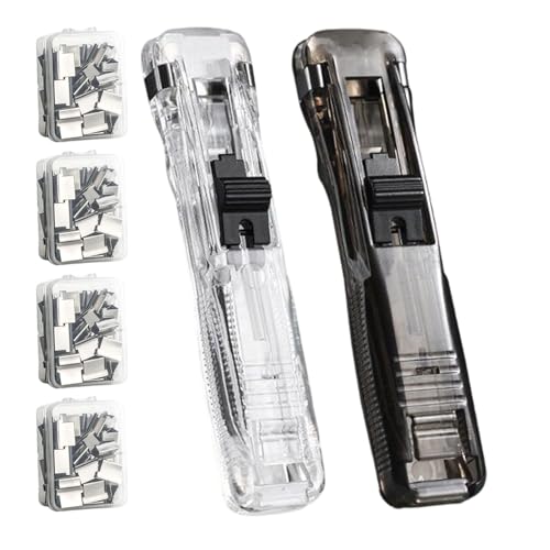 Grapadora de pinzas portátil - Pinza de mano compacta con 200 clips reutilizables | Pinza de papel - para Oficinas, Empresas, Escuelas, Aulas, Artes, Hospitales,