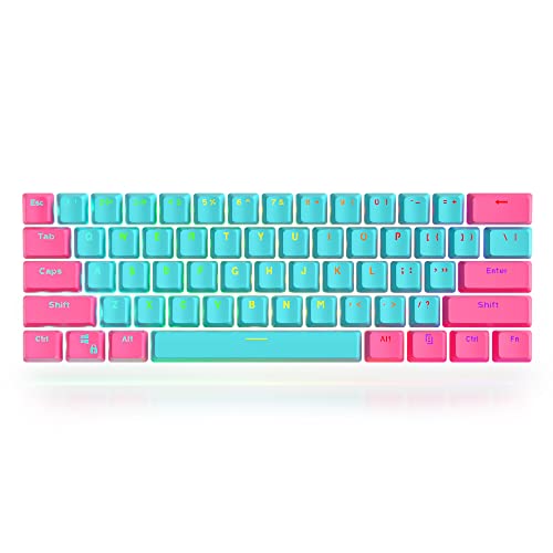 Image of Guffercty kred PBT Keycaps 60 Percent with 6.25U Spacebar OEM Profile for Cherry MX Switch Mechanical Gaming Keyboard (Miami-V2)