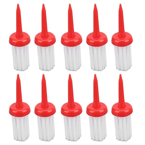 OUKENS Golf Tees Brush, 10pcs Golf Tees Brush Type Low Resistance More Distance Consistent Height Plastic Tees Driver Training Tee for Men Women(White/Red)