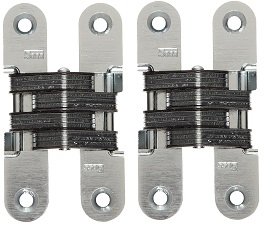 SOSS 212US26D Mortise Mount Invisible Hinge with 4 Holes, Zinc, Satin Chrome Finish, 3-3/4 Leaf Height, 3/4 Leaf Width, 1-5/64 Leaf Thickness, 10 x 1-1/4 Screw Size (2-(Pack))