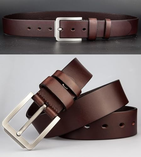 Thick Full Grain Genuine Leather Belt – 1.5" Wide, Ideal for Jeans or Dress Pants2