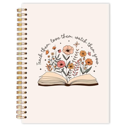 Qabliqo Floral Book Teachers Spiral Notebooks, End of Year Teacher Appreciation Gifts Journal, Reading Teacher Gifts Notebook for Note Taking, Teacher Office Supplies, 5.5x8.3 Inch
