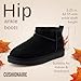 CUSHIONAIRE Hip 2 Genuine Suede Ankle Boots for Women, Cozy Faux Shearling Lining Pull On Winter Womens Boots, BLACK 9