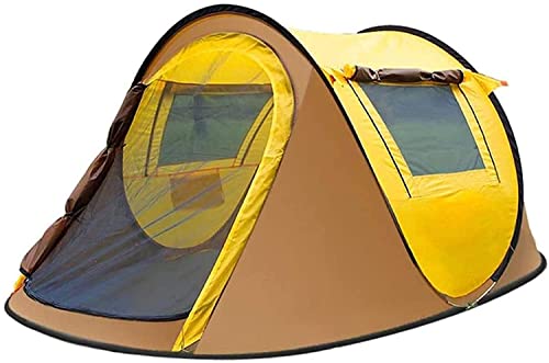 Tente de camping pop up 2-3 personnes imperméable jaune dôme automatique