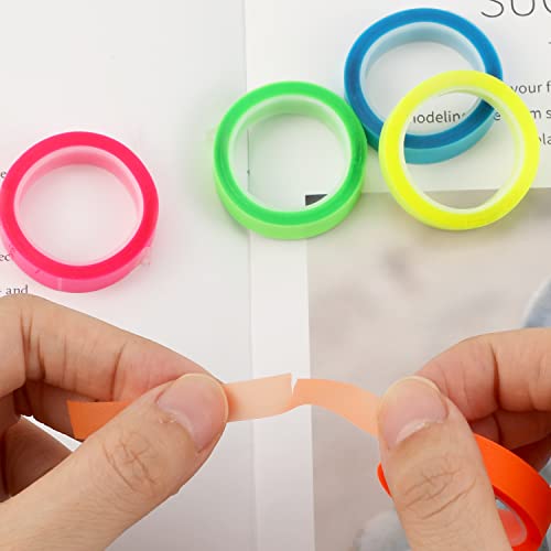 5 Rolls Highlighter Tape Removable Fluorescent Neon Tapes Washi Tape Set Fluorescent Highlighters Colored Transparent Tape Page Markers For Teachers Students Reading Home Office (0.3Inch X 16.4Ft) #TOP3