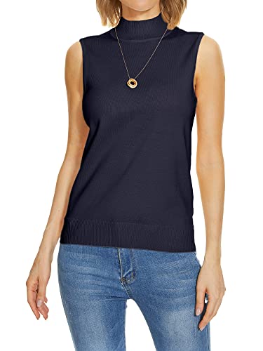 Image of INKOFF Sleeveless Mock Neck Turtleneck Knit Tops Women Dressy Casual Sweater Vest Business Work Tank
