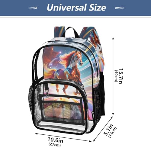 Rainbow Flying Horse Clear Backpack Heavy Duty See Through Transparent PVC BookBag for Kids Boy Girl School Work4