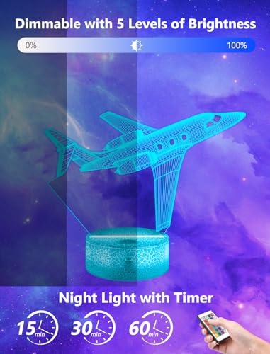 Lámpara de noche avión con control remoto 16 colores miniatura 3