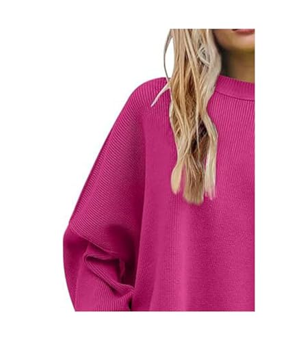 Image of SEMATOMALA Women's Oversized Plain Batwing Sweaters Fall Winter Crewneck Trendy Pullover Knit Jumper Tops