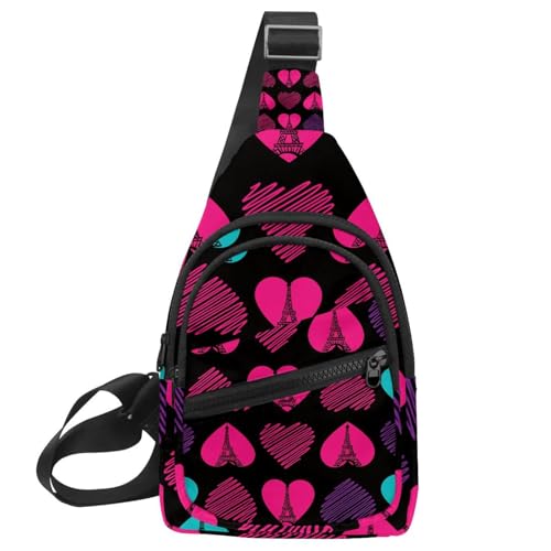 Bolso cruzado de sarga con estampado de la Torre Eiffel y diseño ergonómico