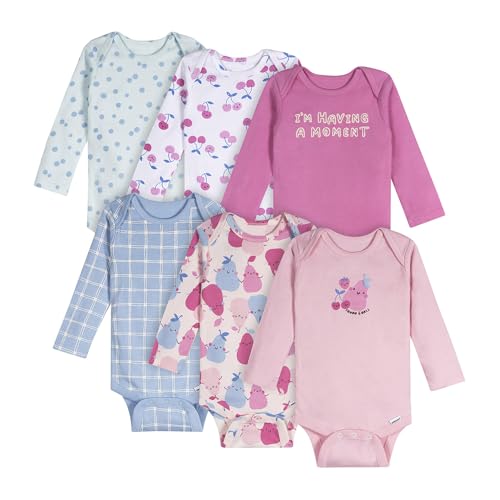 Image of Onesies Brand Unisex Baby 6-Pack Long Sleeve Bodysuits - Breathable Cotton One-Piece Outfits for Newborns & Infants