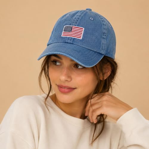 Image of USA Flag & Embroidery Premium 100% Cotton Low Profile Adjustable Baseball Dad Cap