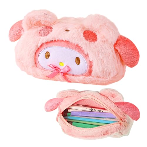 Image of FunBlast Fur Pencil Pouch for Girls - Cute Cartoon Animal Pouch, Multi-Purpose Zipper Case for School Kids, Cosmetic Pouch for Girls, Coin & Travel Pouches for School /Office (Pink-B)