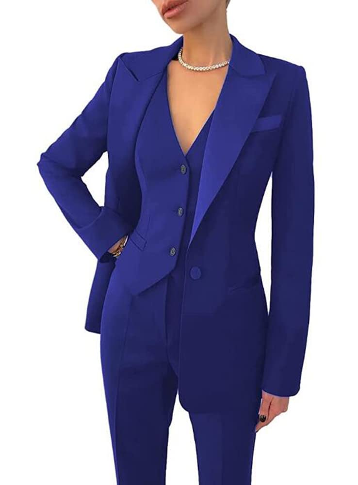 Leader of the Beauty Women's Office Work Suit Blazer, Vest, Pants in Royal Blue