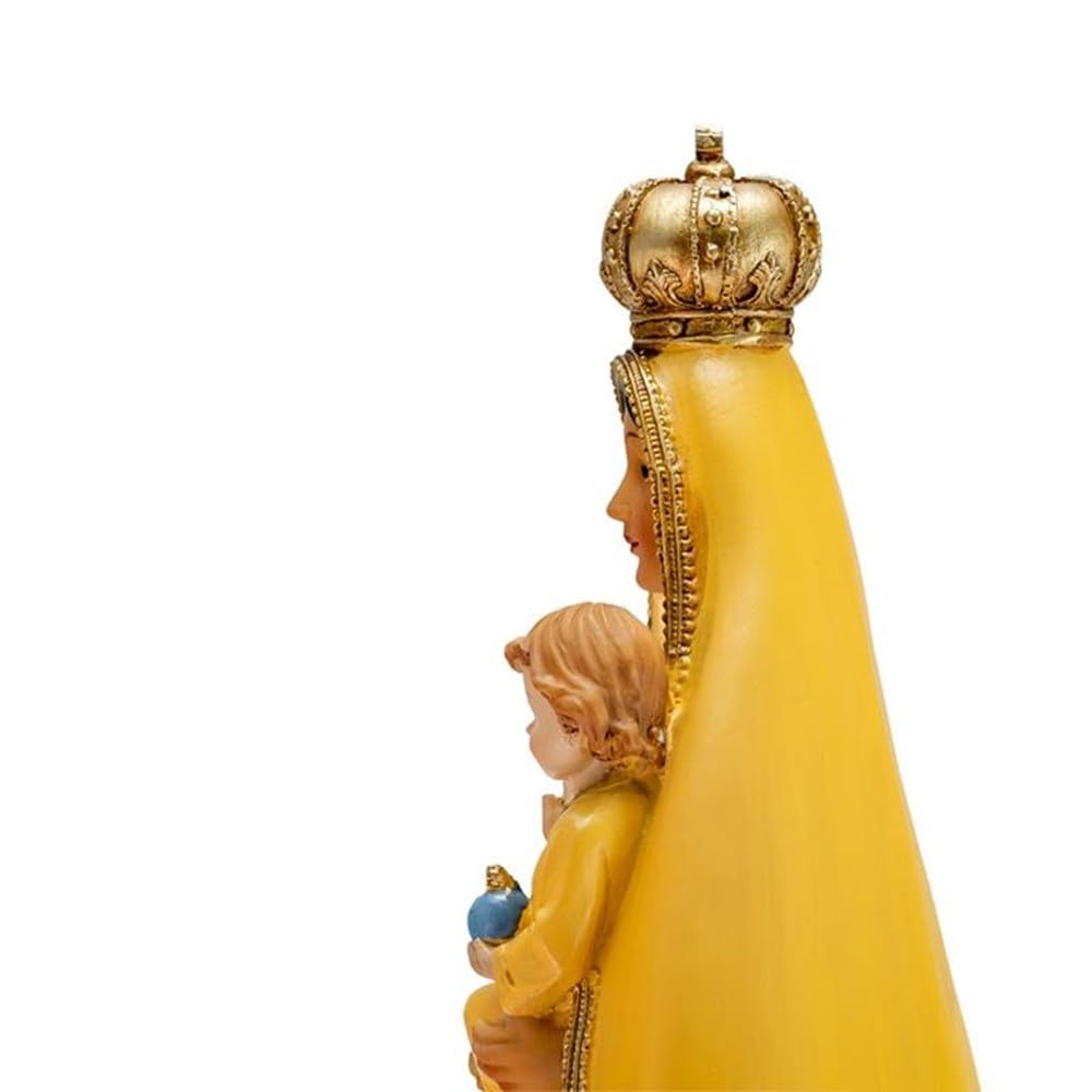 Virgen Caridad del Cobre Figura 40 cm. Escultura patrona de Cuba Manto Amarillo Resina