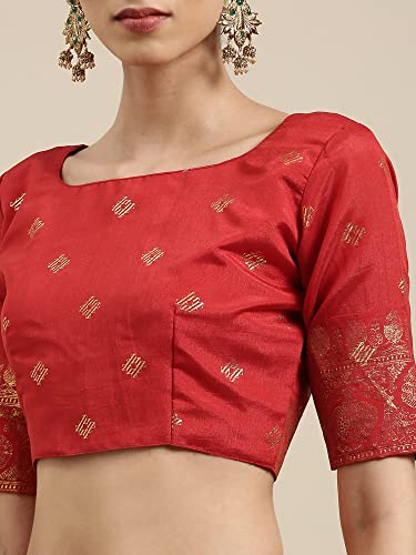 Image of AKHILAM Women's Banarasi Silk Printed Saree With Unstitched Blouse Piece (F013PJ139 Parent)