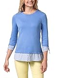 reine Baumwolle Walbusch Damen Blusenshirt 2 in 1 einfarbig Jeansblau 44
