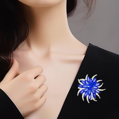 Image of Large Crystal Flower Brooch Pin for Women Red purple pink green Rhinestone Flower Lapel Pin Wedding Party Birthday Dance Banquet Dress Suit Ceremony Clothes Hat Bag Accessories Jewelry